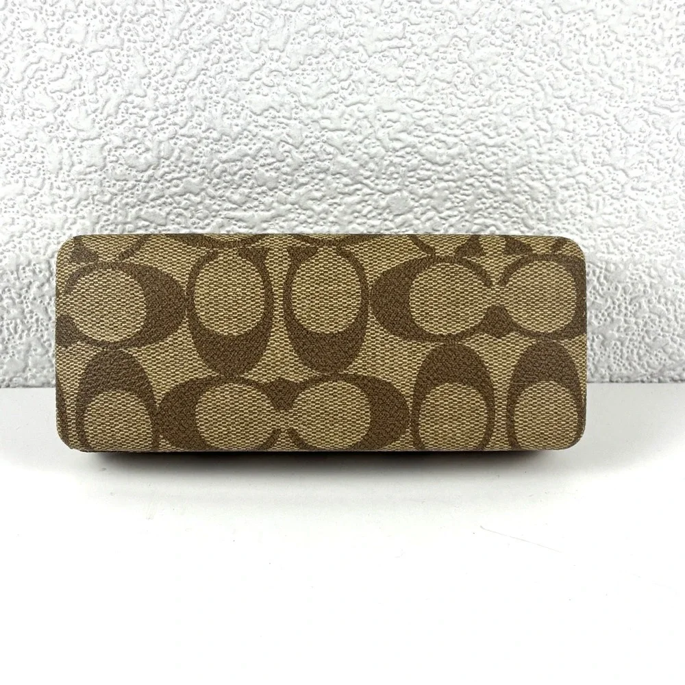 Coach Signature Eyewear Case Unisex Brown Monogram Hard Shell Desiger Luxury